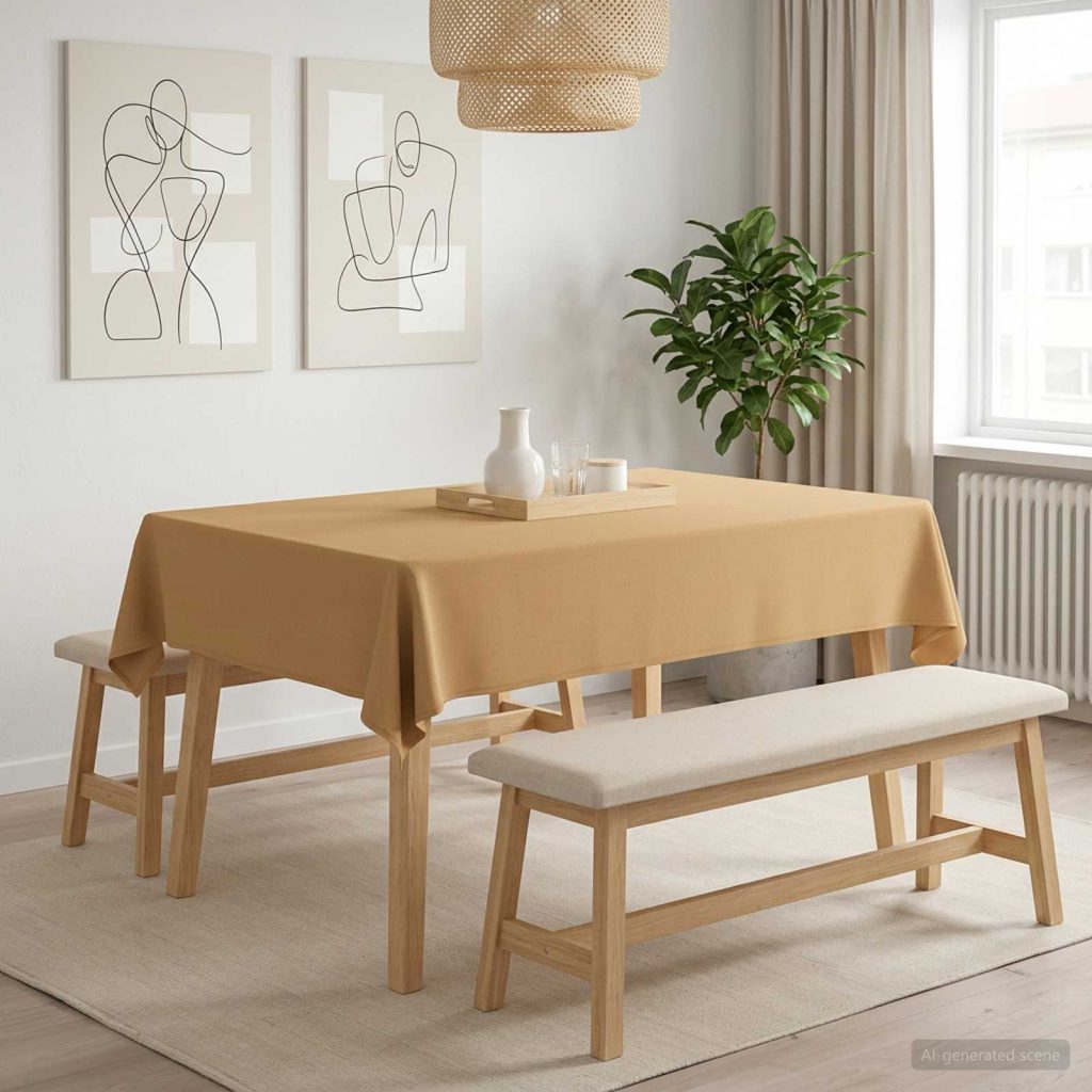 Pöydän Liina 5 kpl Suorakaide Beige 110 x 140 cm Polyesteri