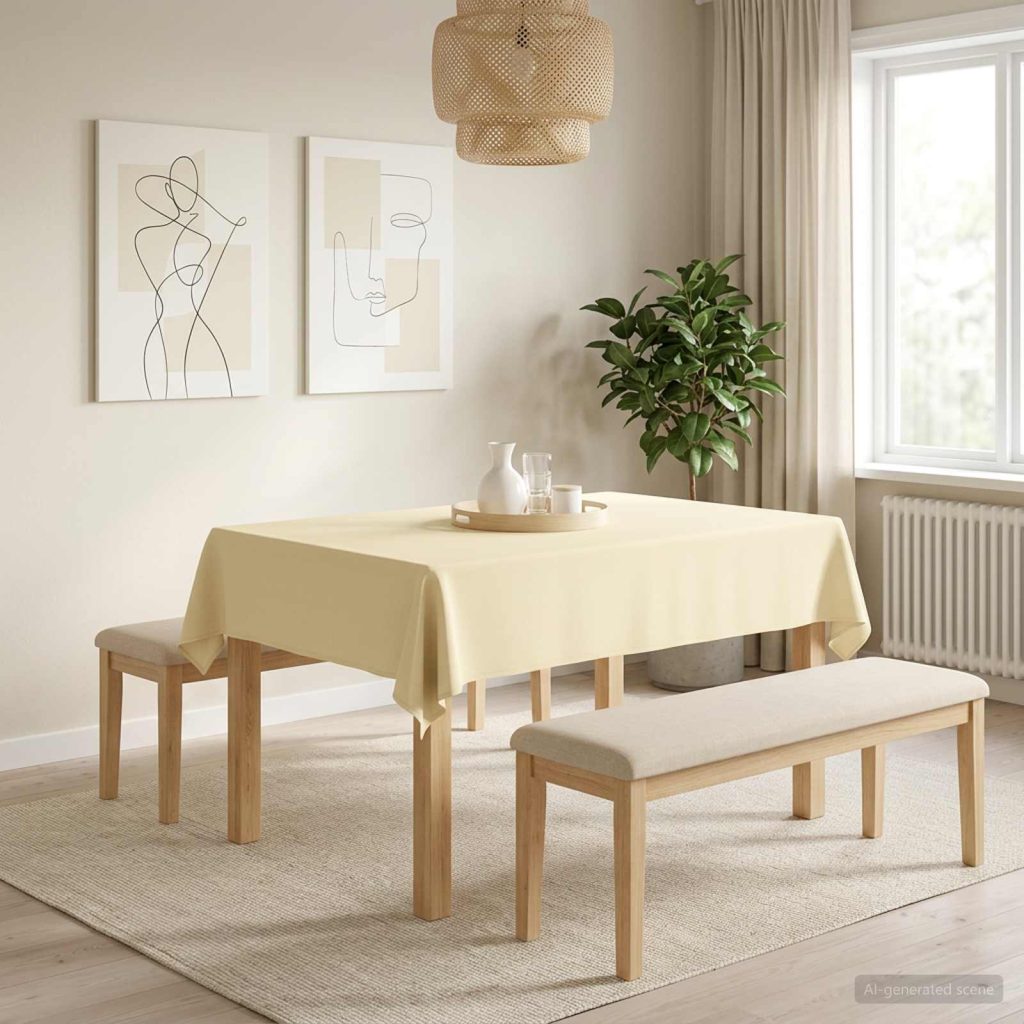Pöydän Liina 5 kpl Kermanvalkoinen 110 x 140 cm Polyesteri