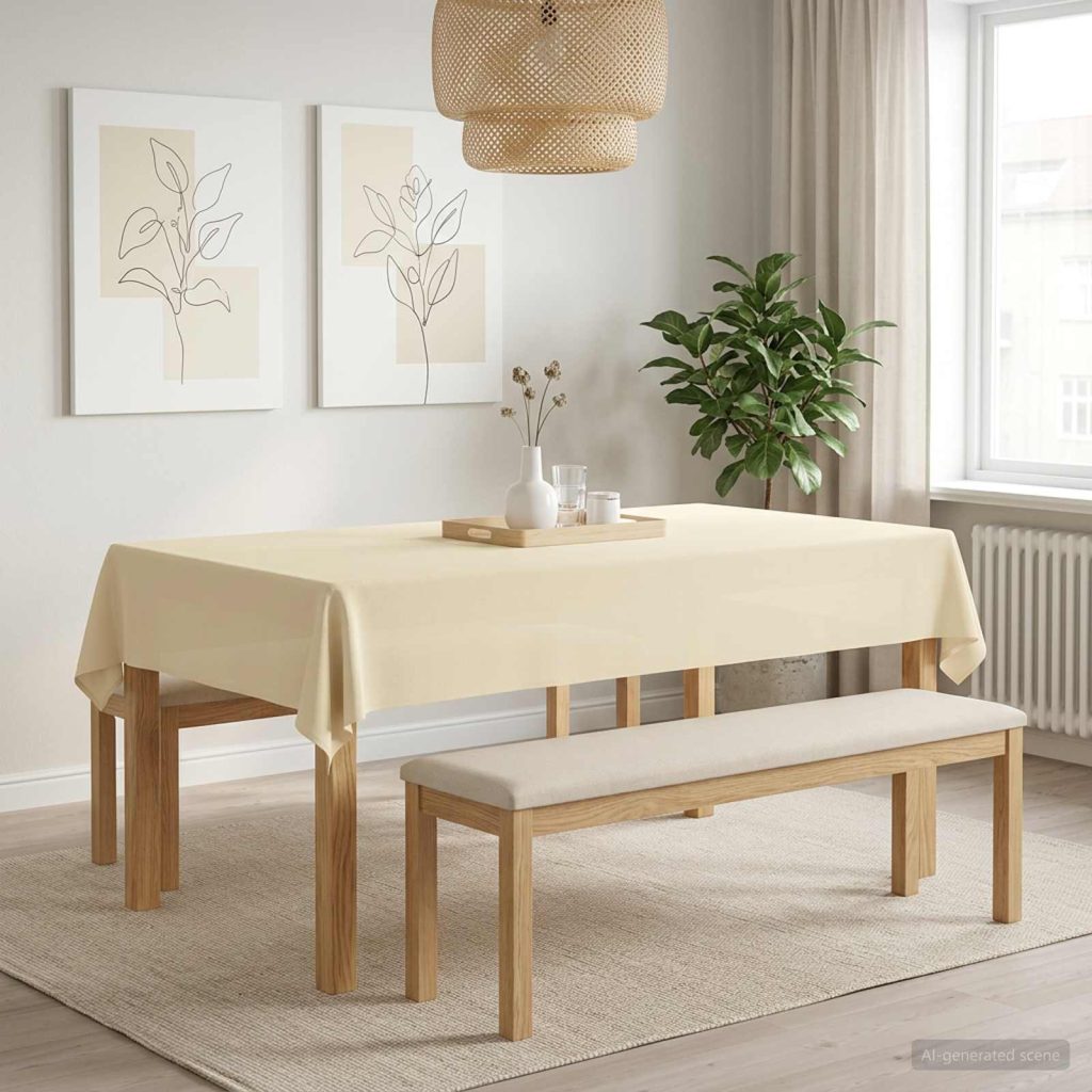 Pöydän Liina 5 kpl Kermanvalkoinen 140 x 260 cm Polyesteri