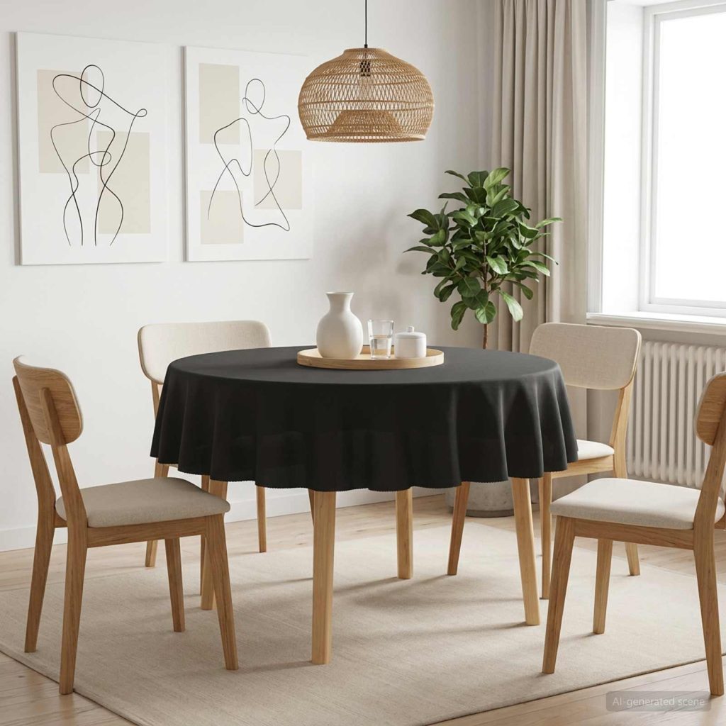 Pöydän Liina 5 kpl Pyöreä Tummanharmaa Ø 140 cm Polyesteri