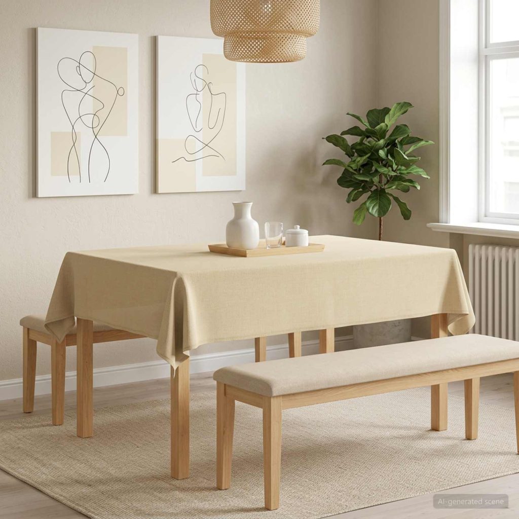 Pöydän Liina 5 kpl Suorakaide Kermanvalkoinen 140 x 160 cm