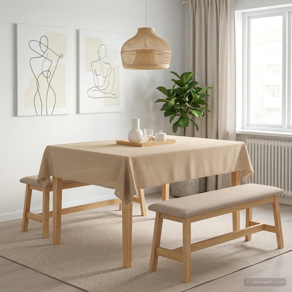 Pöydän Liina 5 kpl Suorakaide Beige 140 x 180 cm