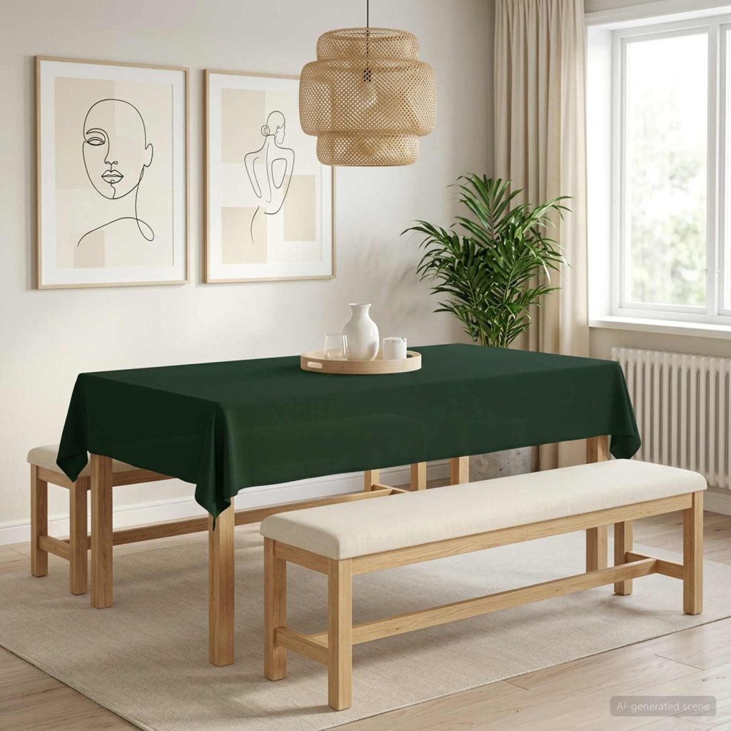 Pöydän Liina 5 kpl Suorakaide Tummanvihreä 140 x 200 cm
