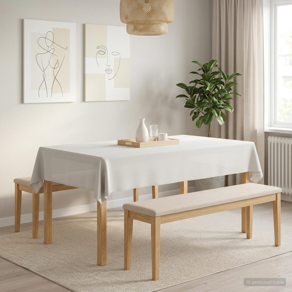 Pöydän Liina 5 kpl Suorakaide valkoinen 140 x 220 cm