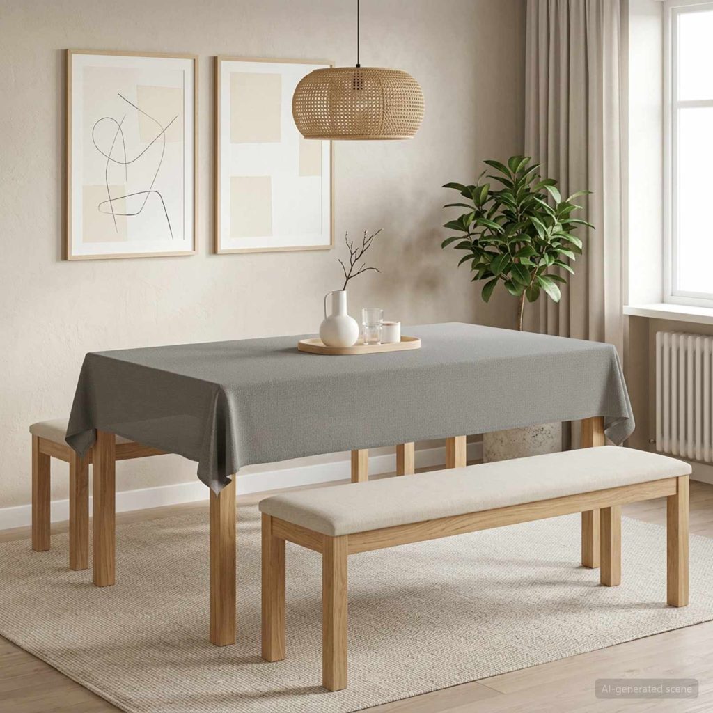 Pöydän Liina 5 kpl Suorakaide Vaaleanharmaa 140 x 260 cm