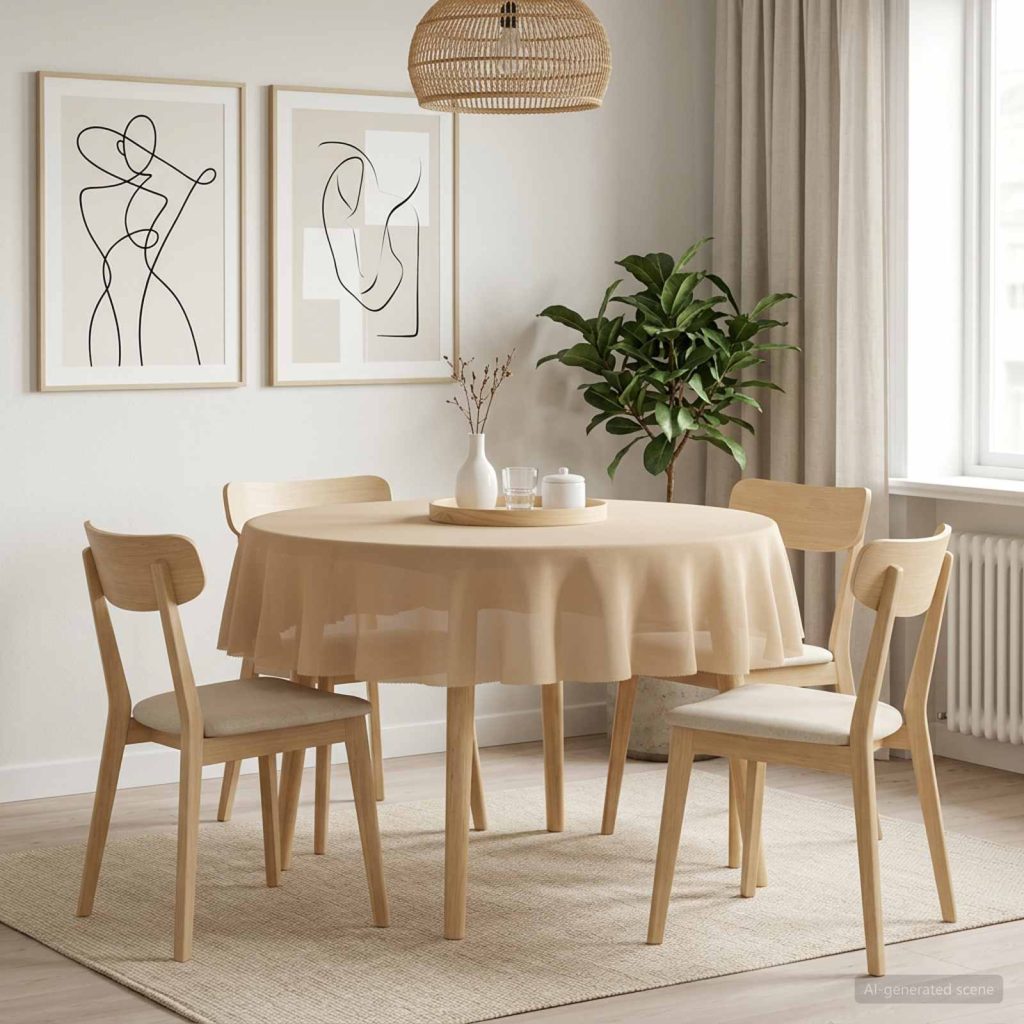 Pöydän Liina 5 kpl Pyöreä Beige Ø 160 cm