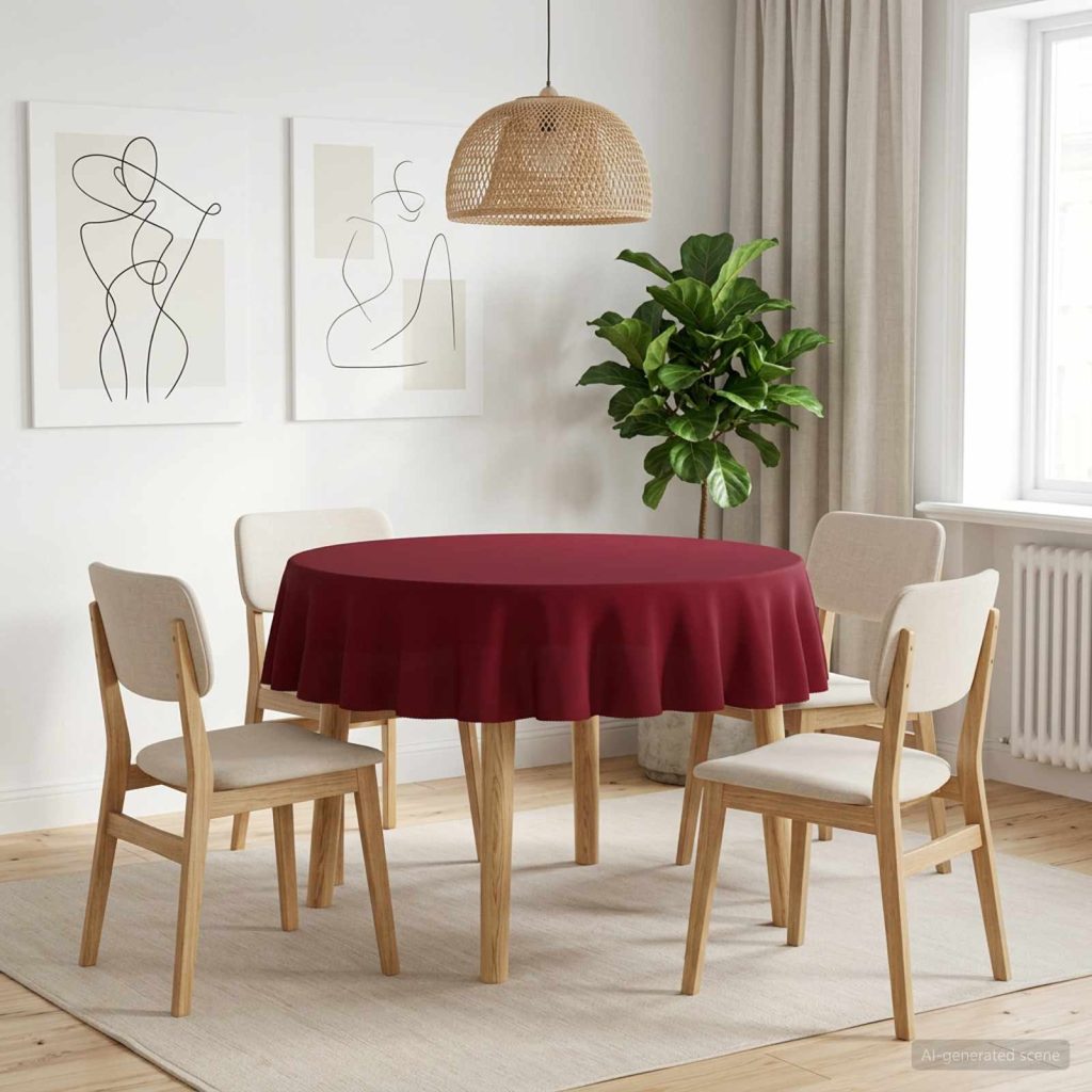Pöydän Liina 5 kpl Pyöreä Viininpunainen Ø 180 cm
