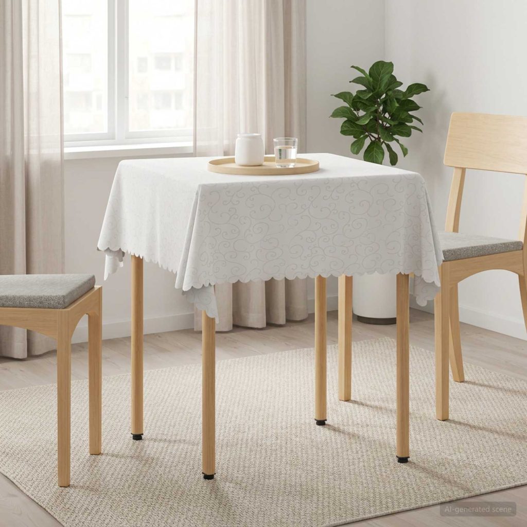 Pöydän Liina 5 kpl Neliö valkoinen 90 x 90 cm
