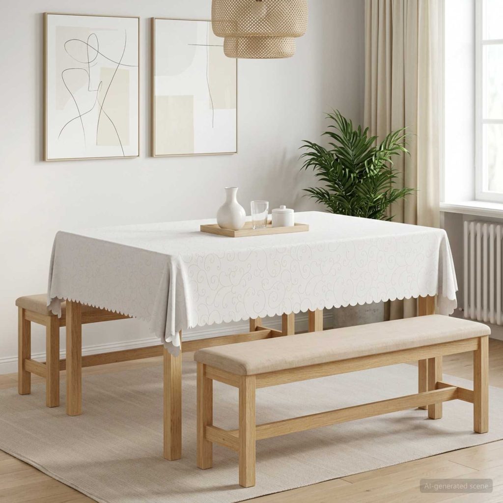 Pöydän Liina 5 kpl Suorakaide valkoinen 140 x 160 cm