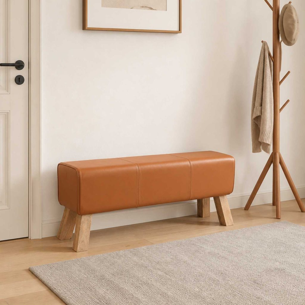 Penkki 110 x 30 x 45 cm Aitoa Nahkaa Ruskea