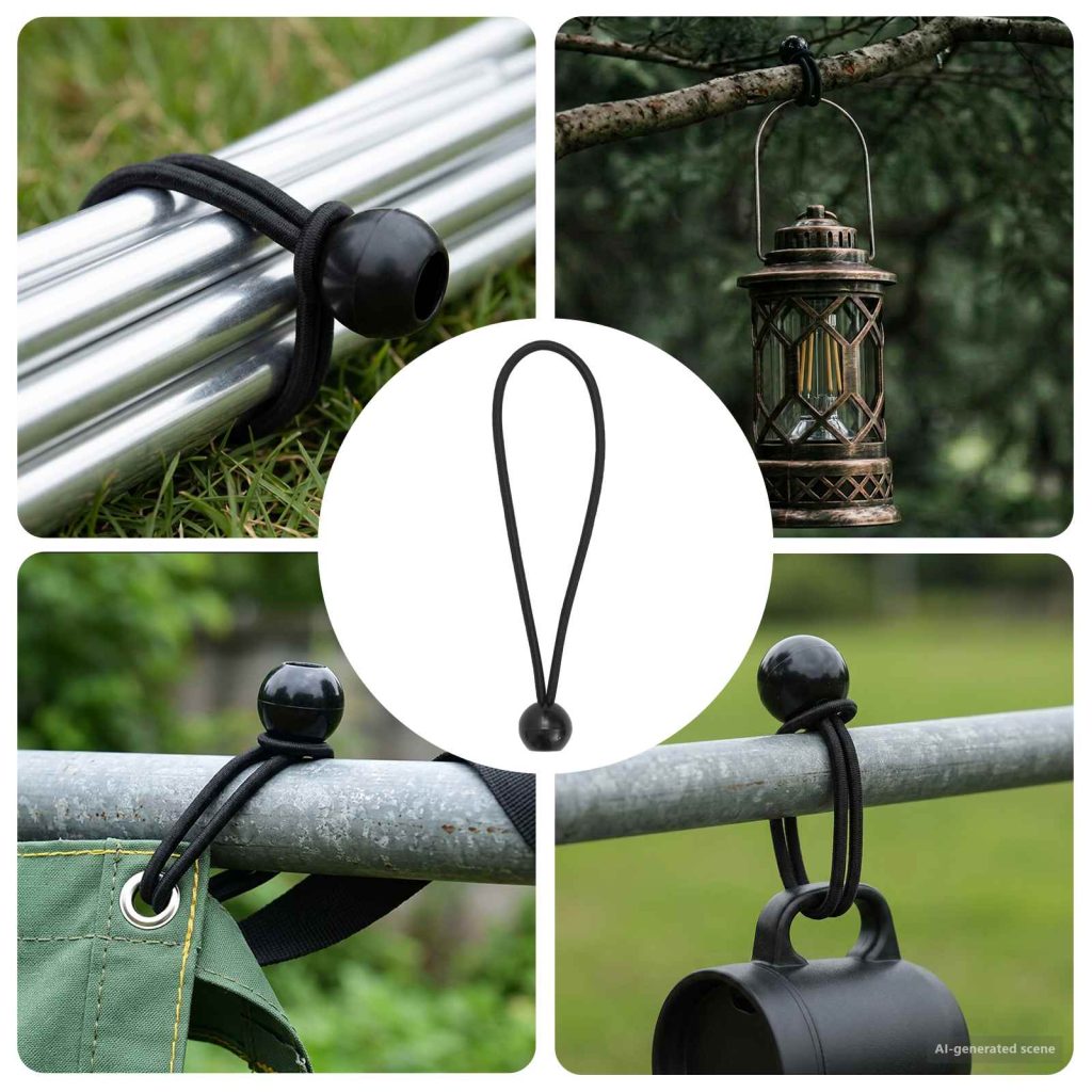 Bungee-narut palloilla 24 kpl Musta 4 mm x 22 cm Polypropeeni