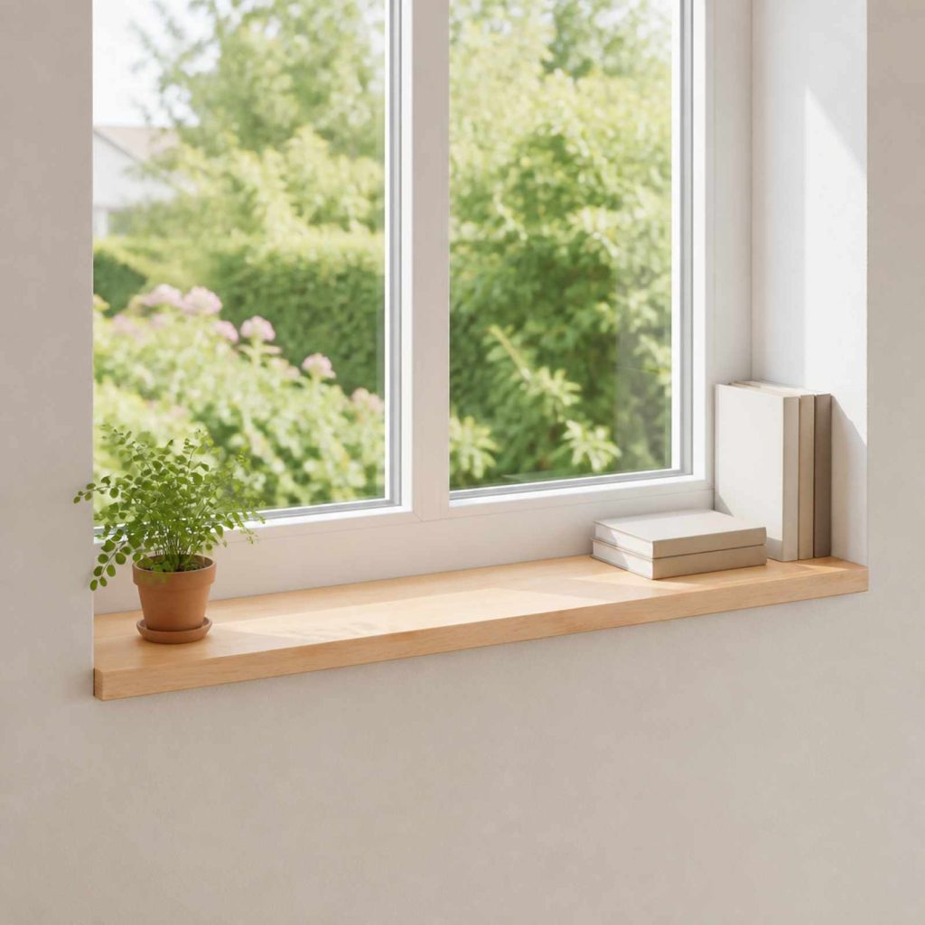 Ikkunalautaset 2 kpl Luonnollinen 80x 15 x 2 cm Kiinteä pyökki