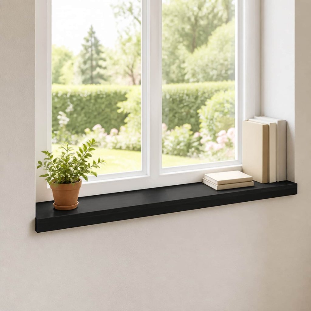 Ikkunalautaset 2 kpl Musta 90 x 15 x 2 cm Kiinteä pyökki