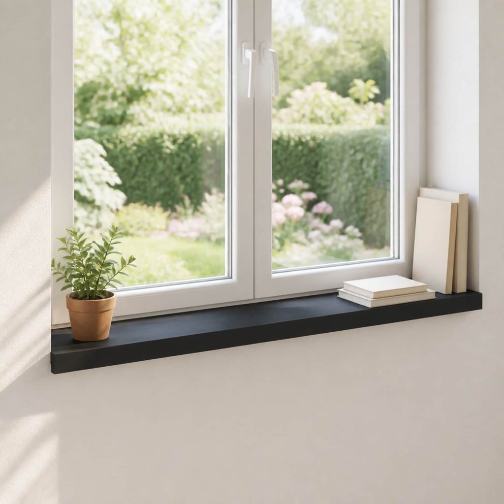 Ikkunalautaset 2 kpl Musta 80x 20 x 2 cm Kiinteä pyökki