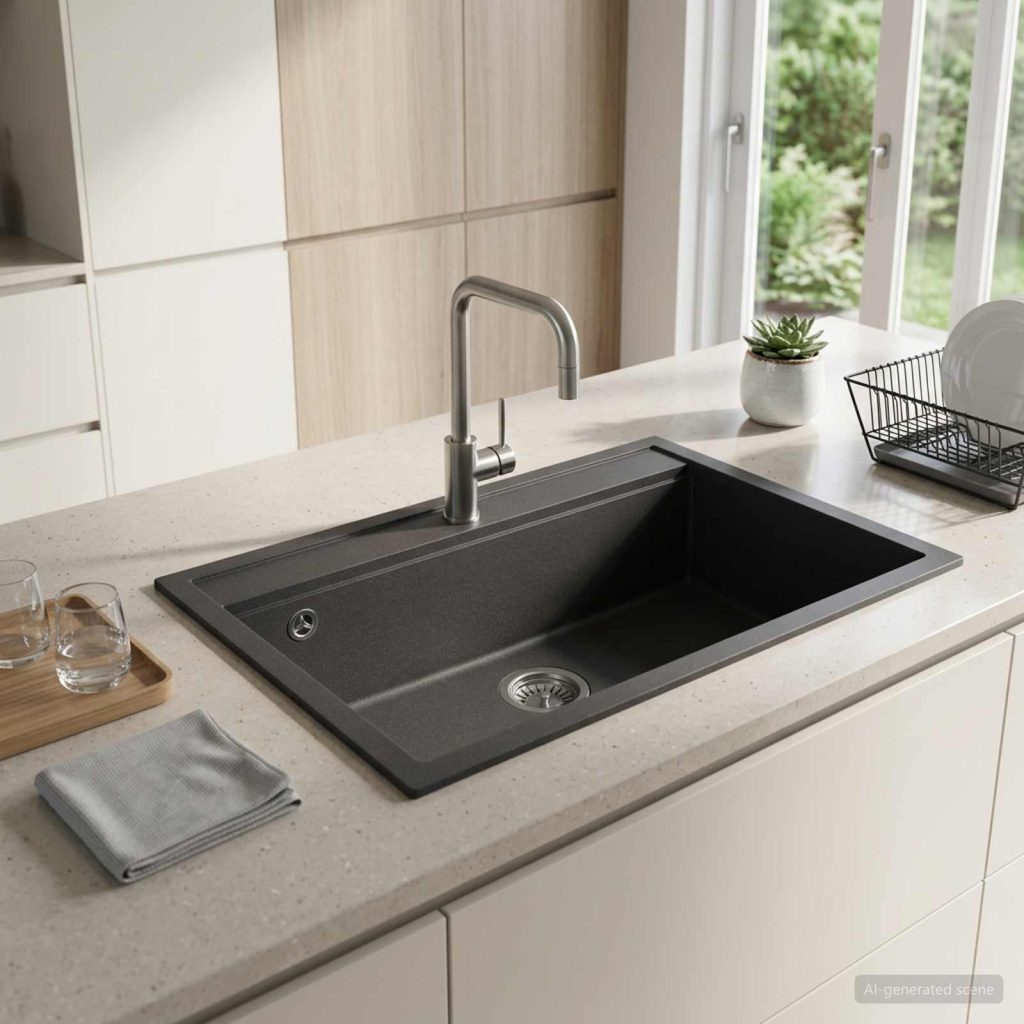 Yksialtainen tiskiallas Graniitti 79,5 x 50,5 x 20 cm Grafiitti