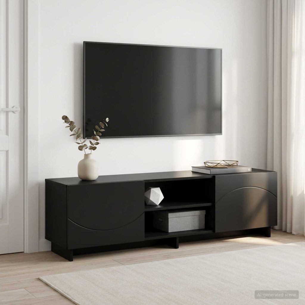 TV-teline 140 x 34.5 x 40 cm Musta Tekninen puu