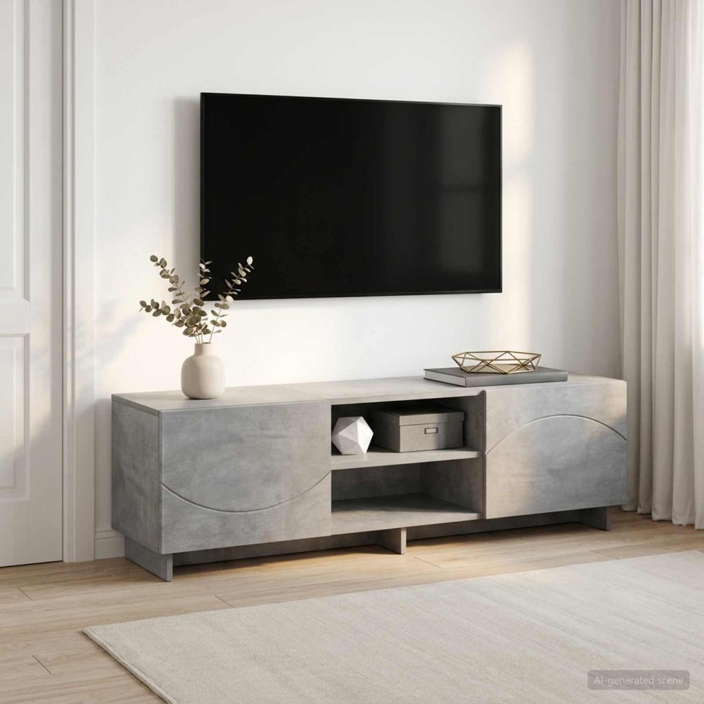 TV-teline 140 x 34.5 x 40 cm Betoninharmaa Tekninen puu