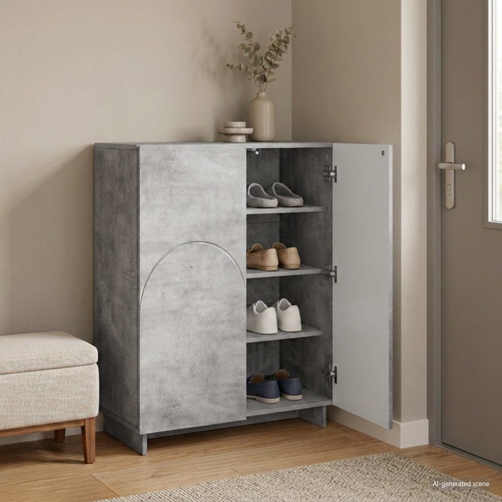 Kenkäkaappi 73 x 38 x 87,5 cm Tekninen puu Betoninharmaa