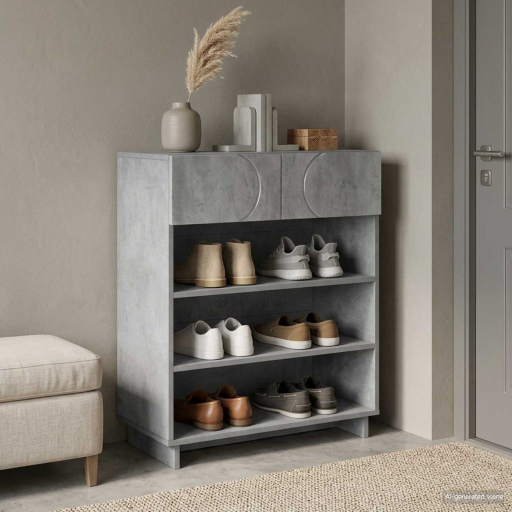 Kenkäkaappi 73 x 38 x 87,5 cm tekninen puu Betoninharmaa