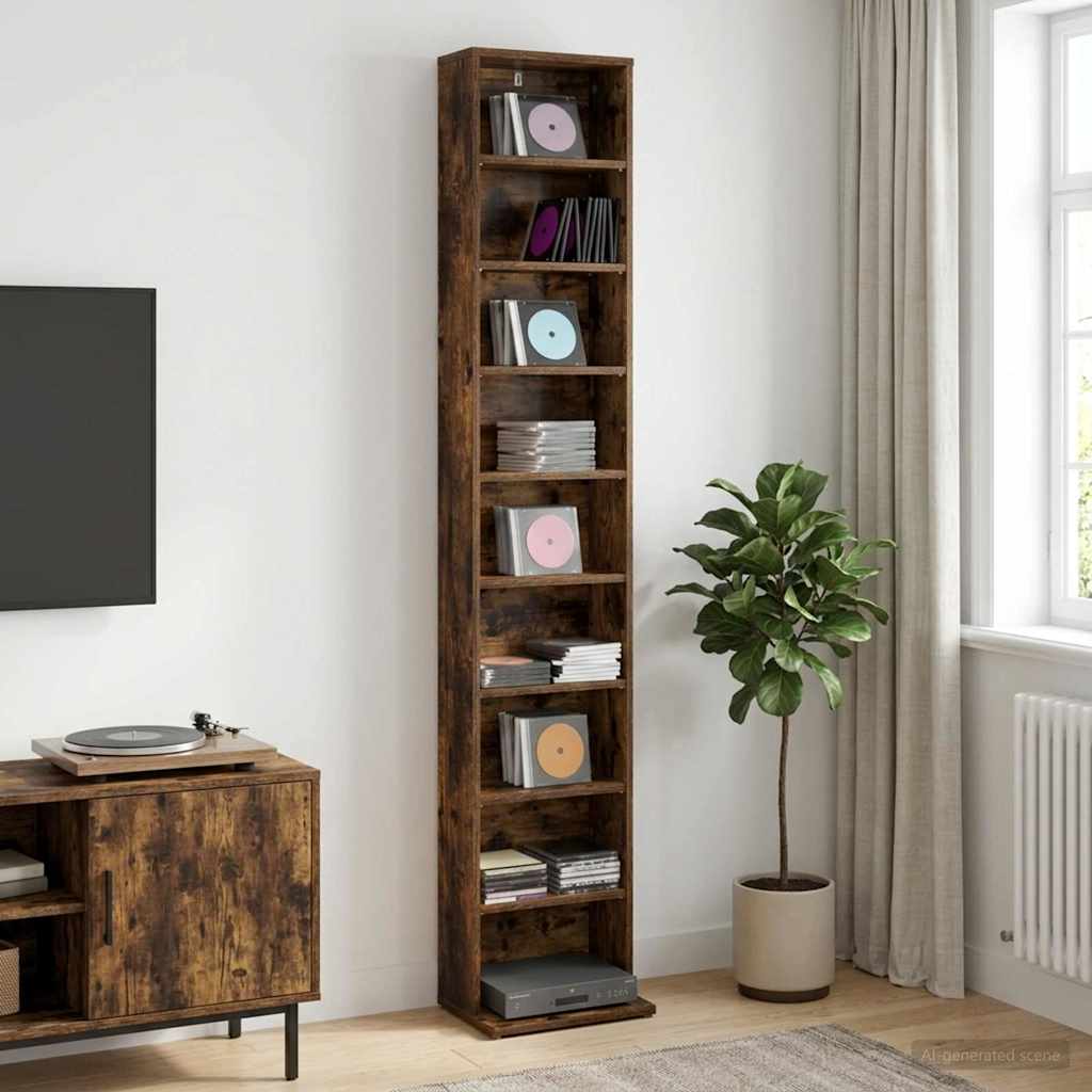 CD-kaappi Savutammi 33 x 23,5 x 175 cm Tekninen puu