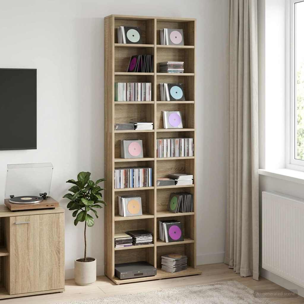 CD-kaappi Sonoma-tammi 65 x 23,5 x 175 cm Tekninen puu