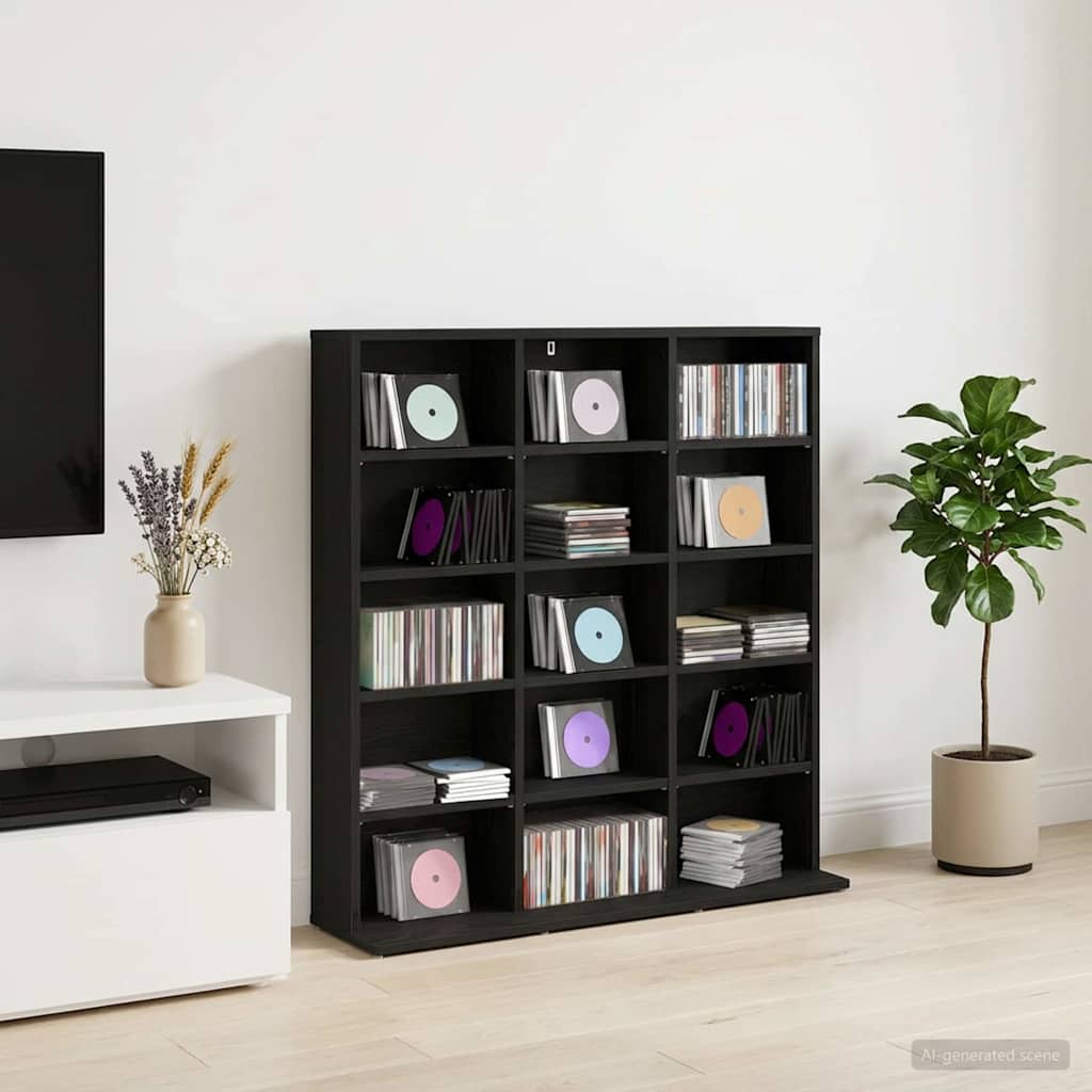 CD-kaappi Musta tammi 96 x 23,5 x 97,5 cm Tekninen puu