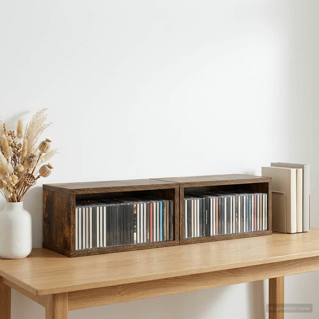 CD-säilytyshylly 2 kpl Savutammi 40 x 17 x 17 cm Tekninen puu