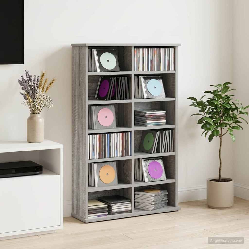 CD-kaappi Harmaa Sonoma 60 x 17 x 92 cm Tekninen puu