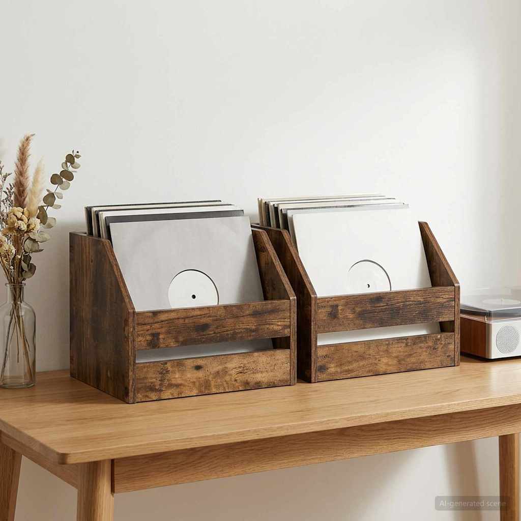 Vinyyli-albumin laatikko 2 kpl Savutammi 38 x 30 x 29 cm