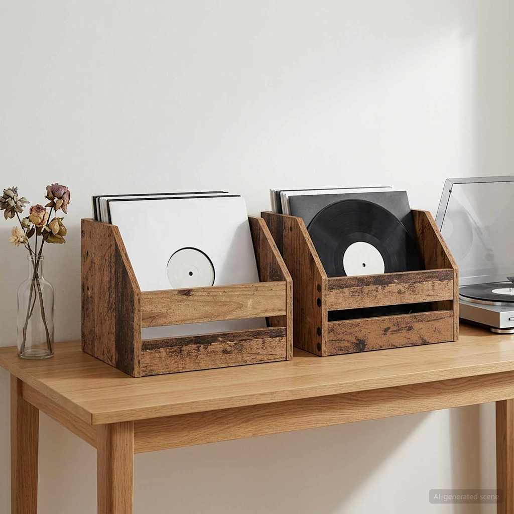 Vinyyli-albumin laatikko 2 kpl Vanha puu 38 x 30 x 29 cm