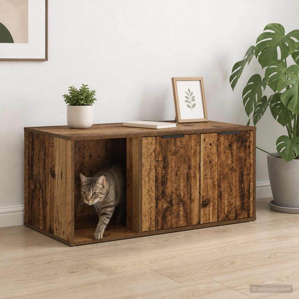 Kissakotelo Huonekalu Vanha puu 100 x 49 x 45 cm Tekninen puu