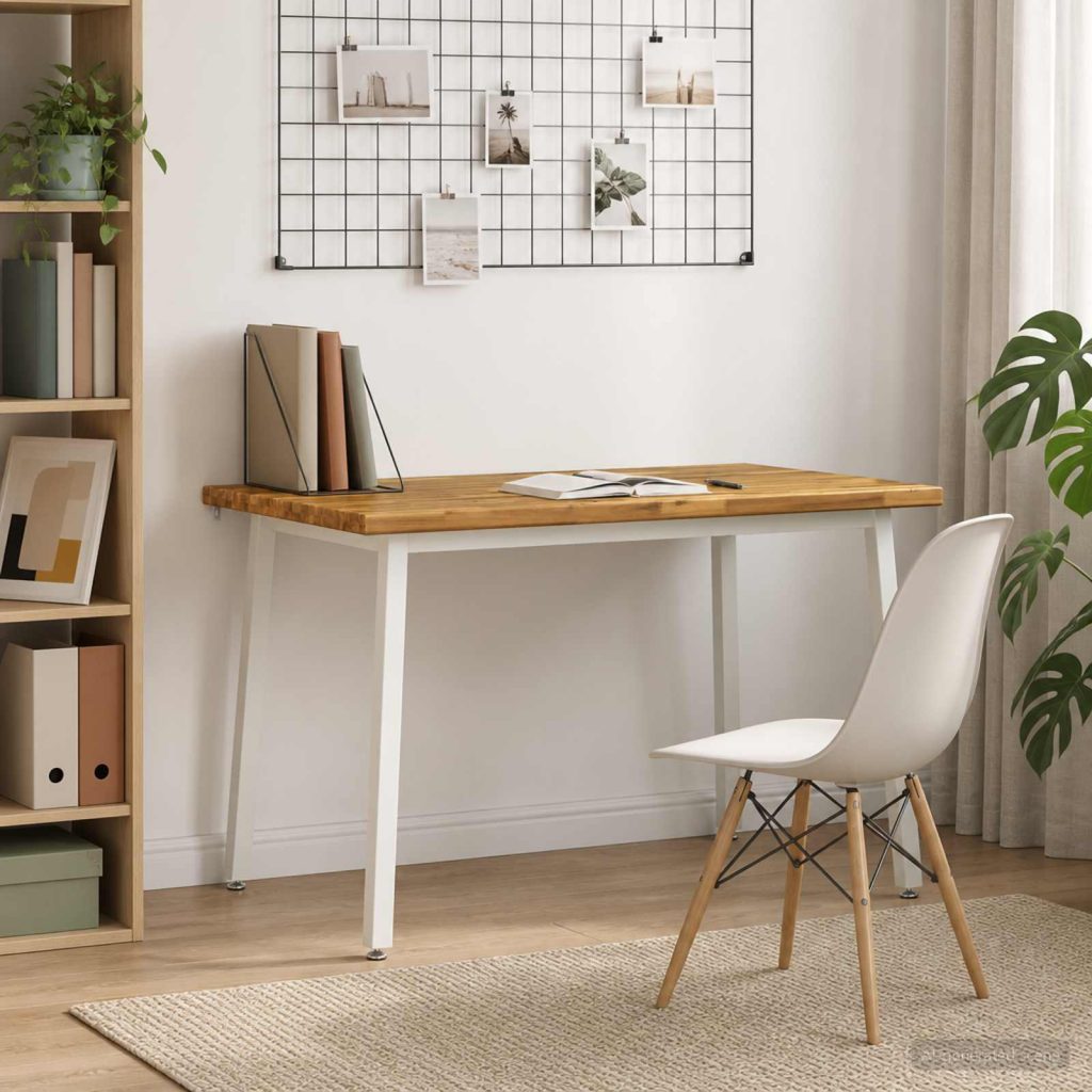 120 x 80 x 75 cm Tiheä akasiapuu valkoinen Suorakaide