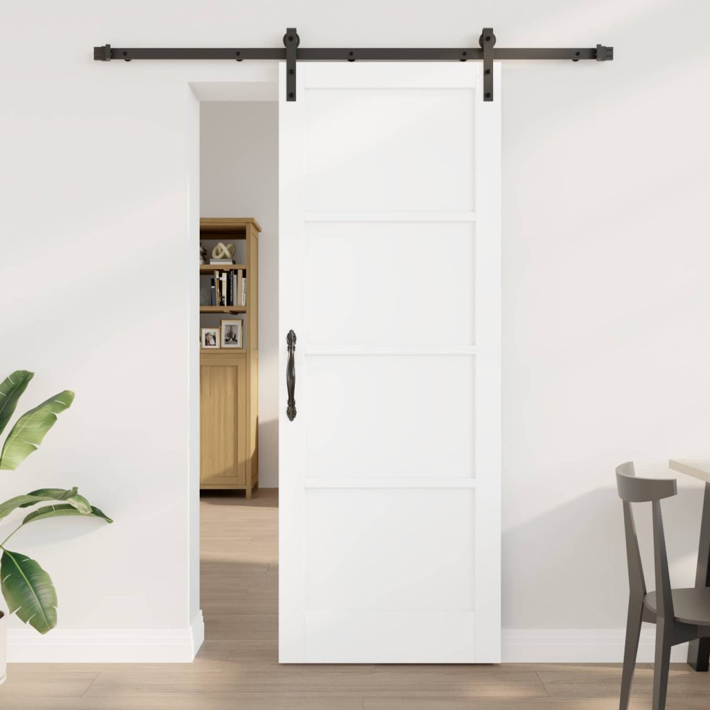 Liukuovi 78 x 211 cm Tekninen puu Valkoinen ja musta