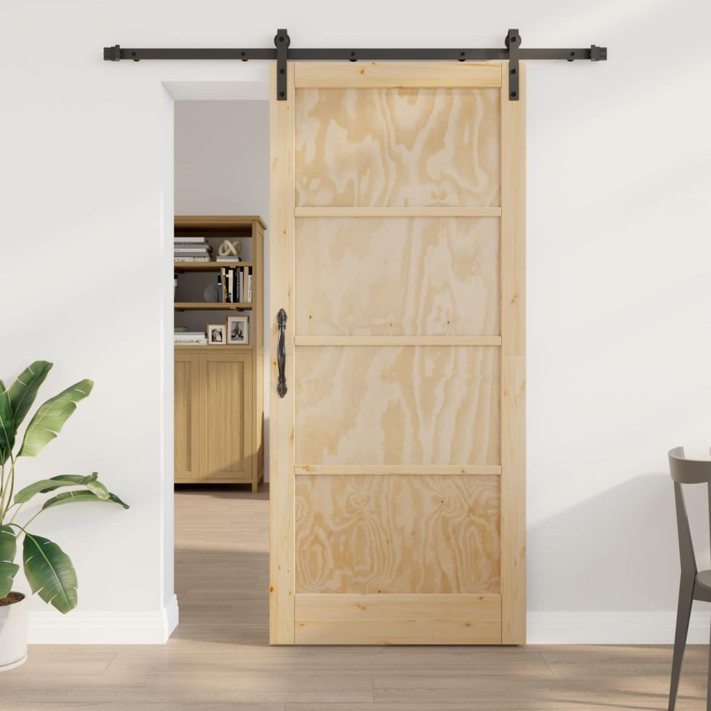 Liukuovi 93 x 211 cm Tekninen puu Luonnollinen ja musta