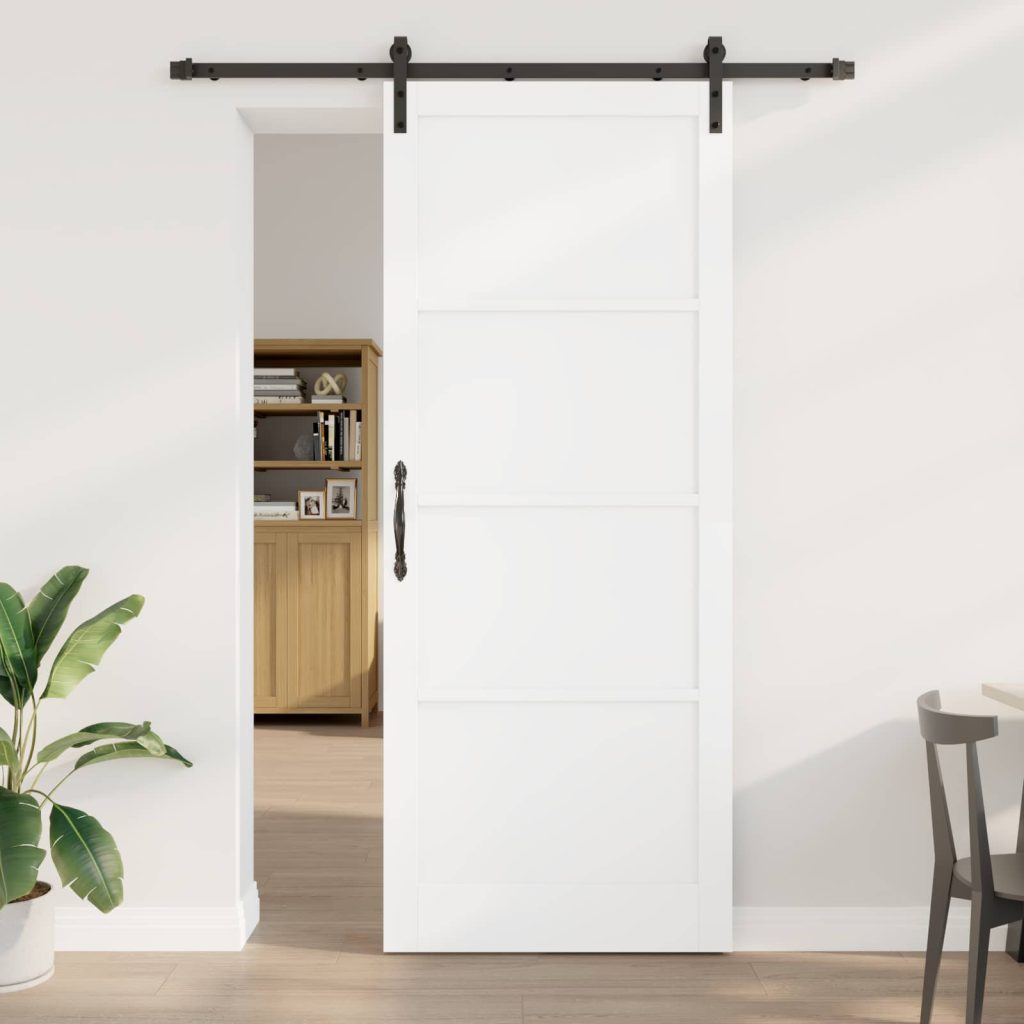 Liukuovi 93 x 232 cm Tekninen puu Valkoinen ja musta