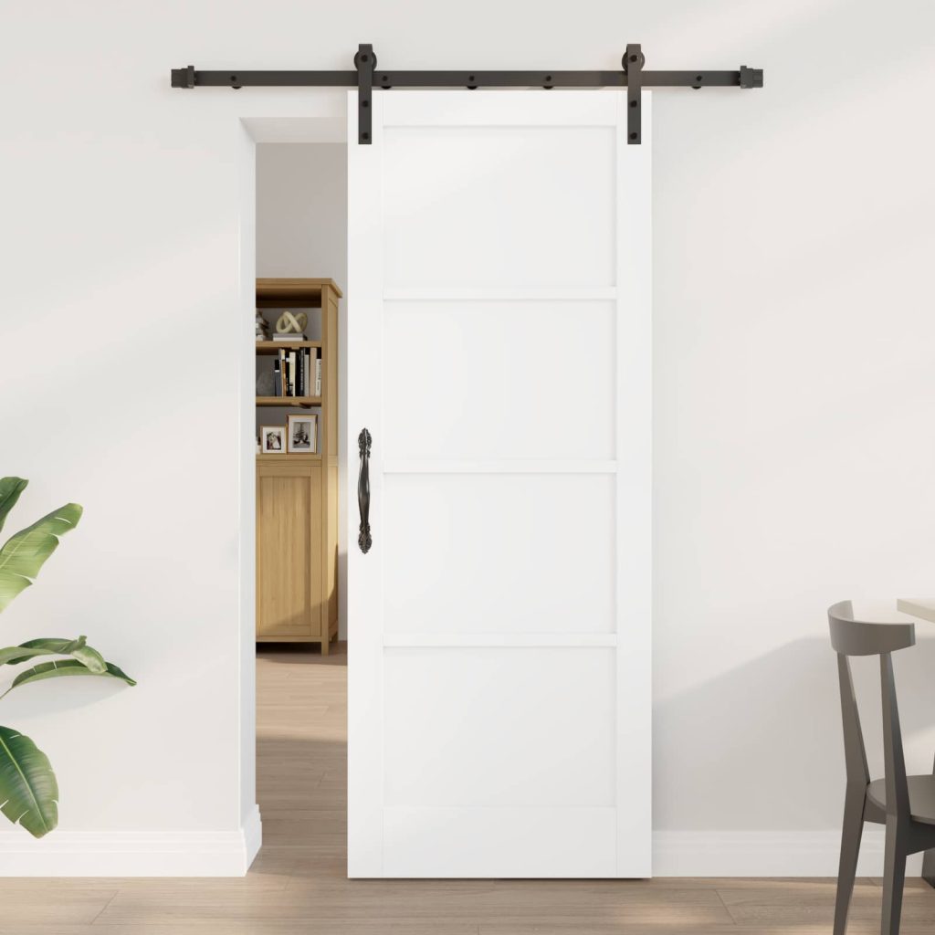Liukuovi 78 x 202 cm Tekninen puu Valkoinen ja musta