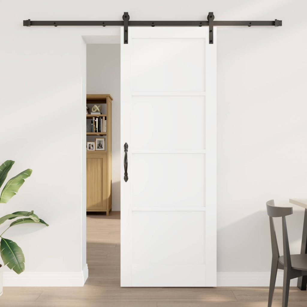 Liukuovi 78 x 211 cm Tekninen puu Valkoinen ja musta