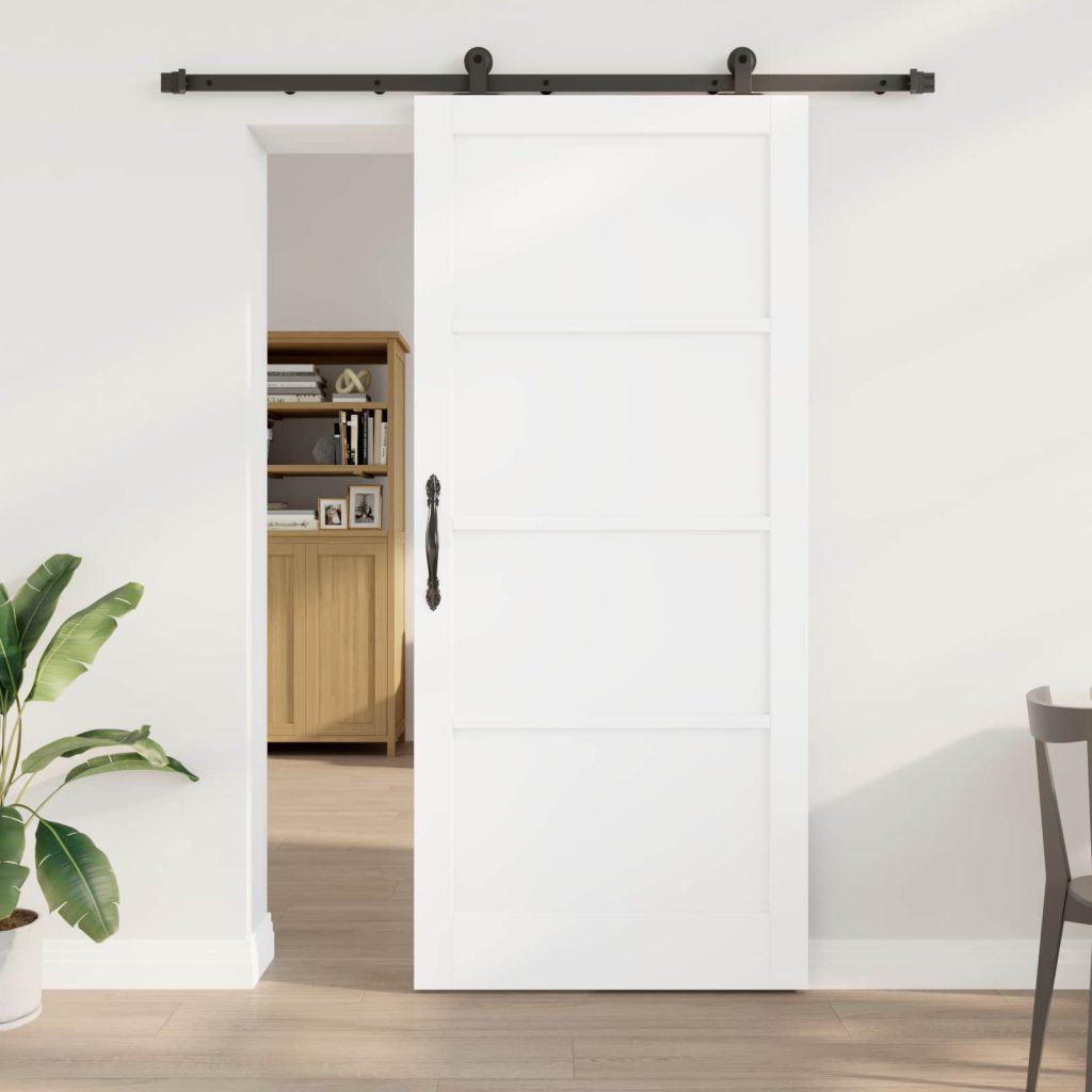 Liukuovi 93 x 211 cm Tekninen puu Valkoinen ja musta