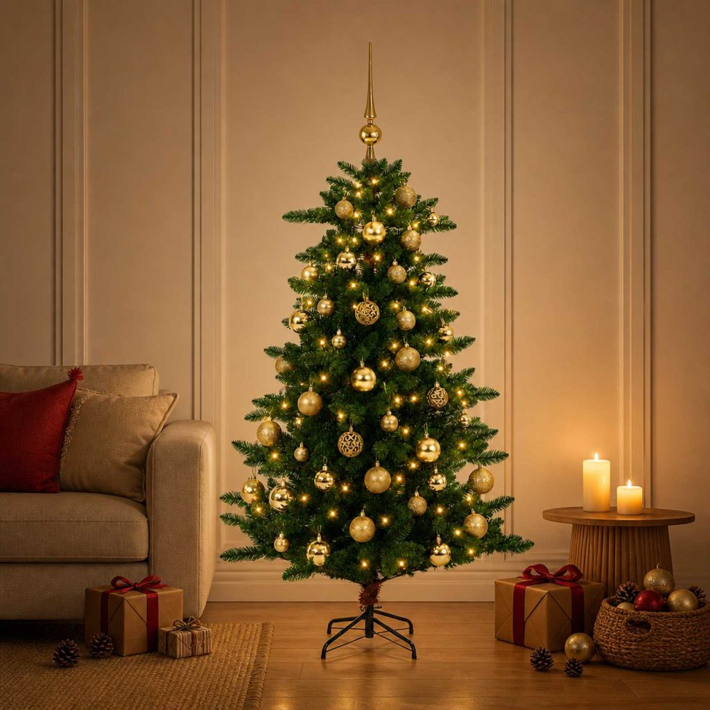 Artificial Christmas Tree with Bauble 120 cm 150 LEDiä