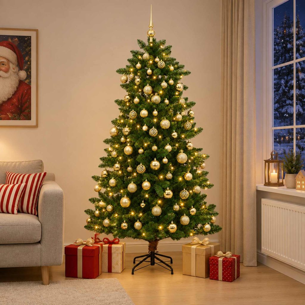 Artificial Christmas Tree with Bauble 240 cm 300 LEDiä