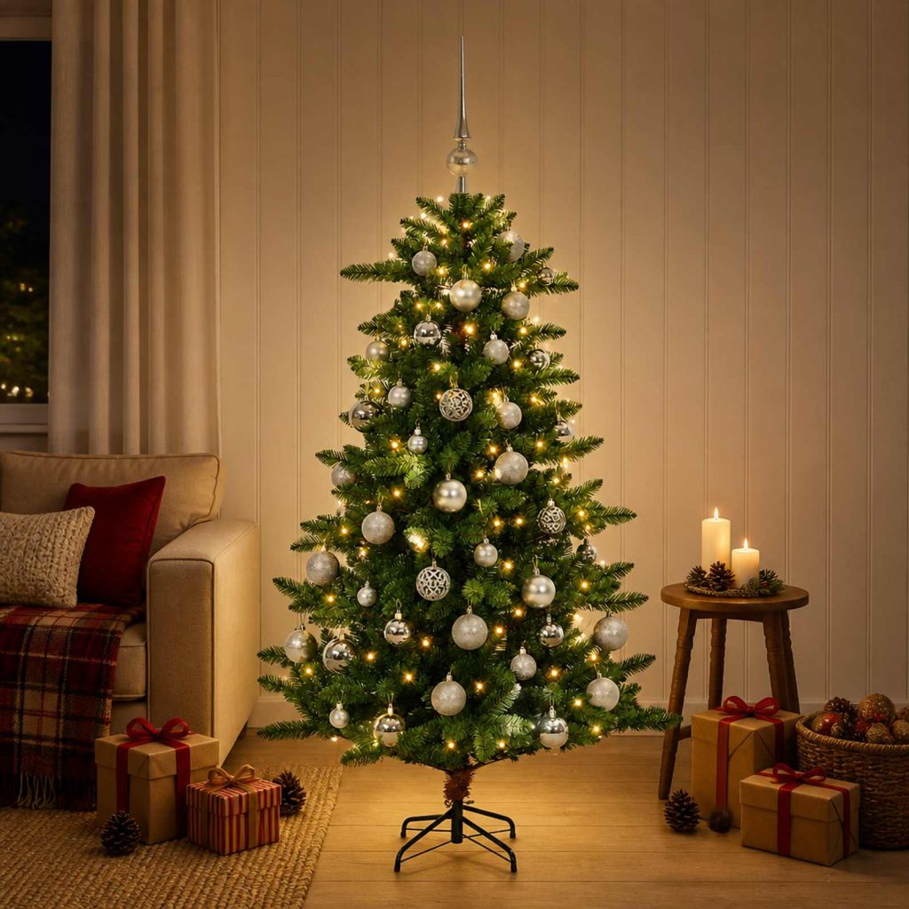 Artificial Christmas Tree with Bauble 150 cm 150 LEDiä