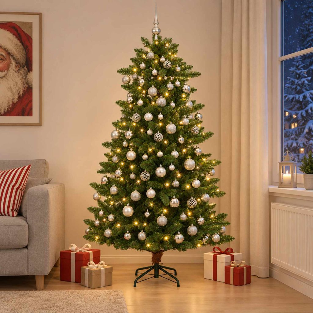 Artificial Christmas Tree with Bauble 210 cm 300 LEDiä