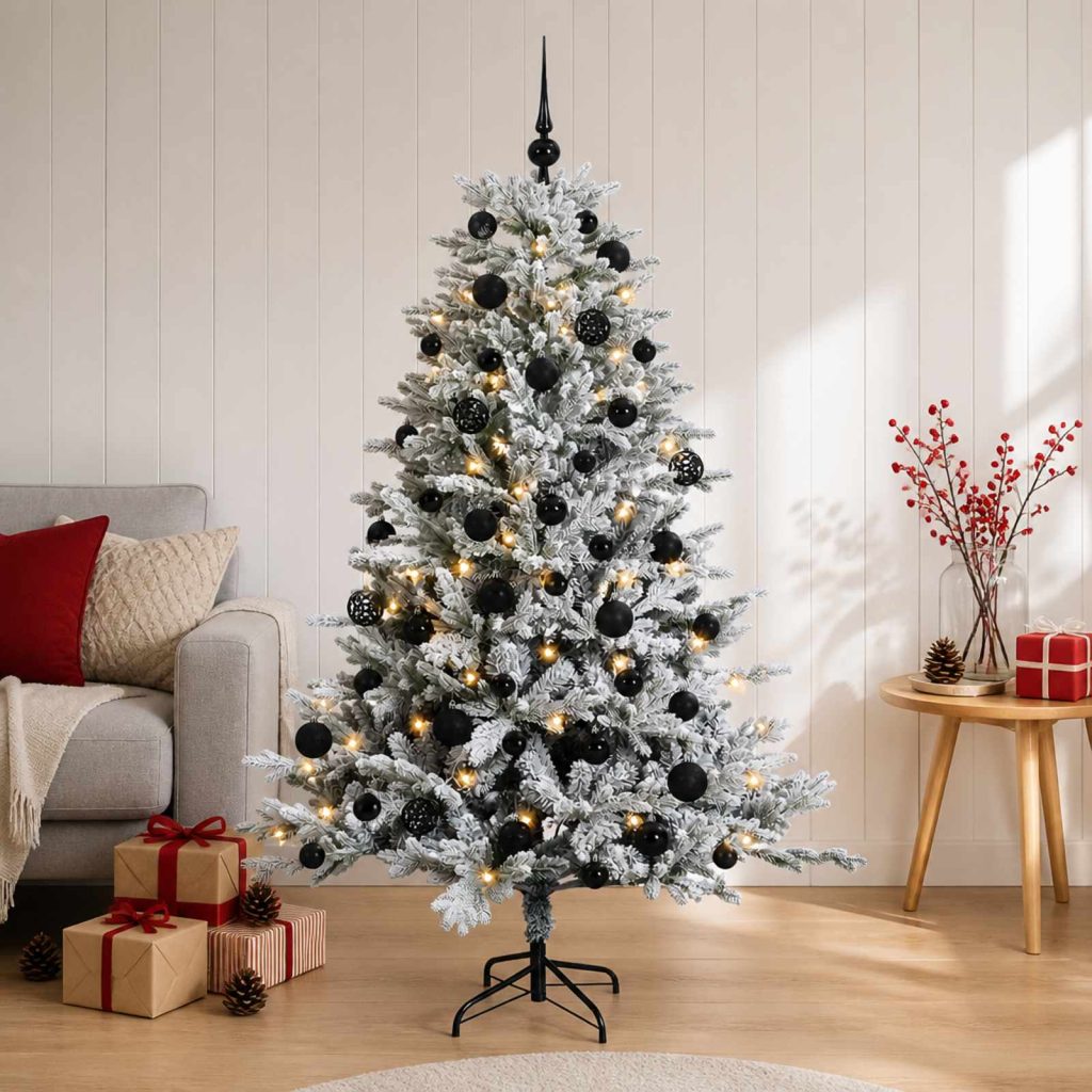 Tekokuusi joulupalloilla 120 cm 150 LEDiä Lämpimän Valkoinen
