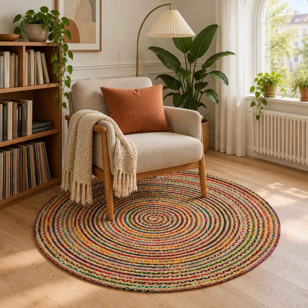 Alue Matto Monivärinen Ø 120 cm Juutti