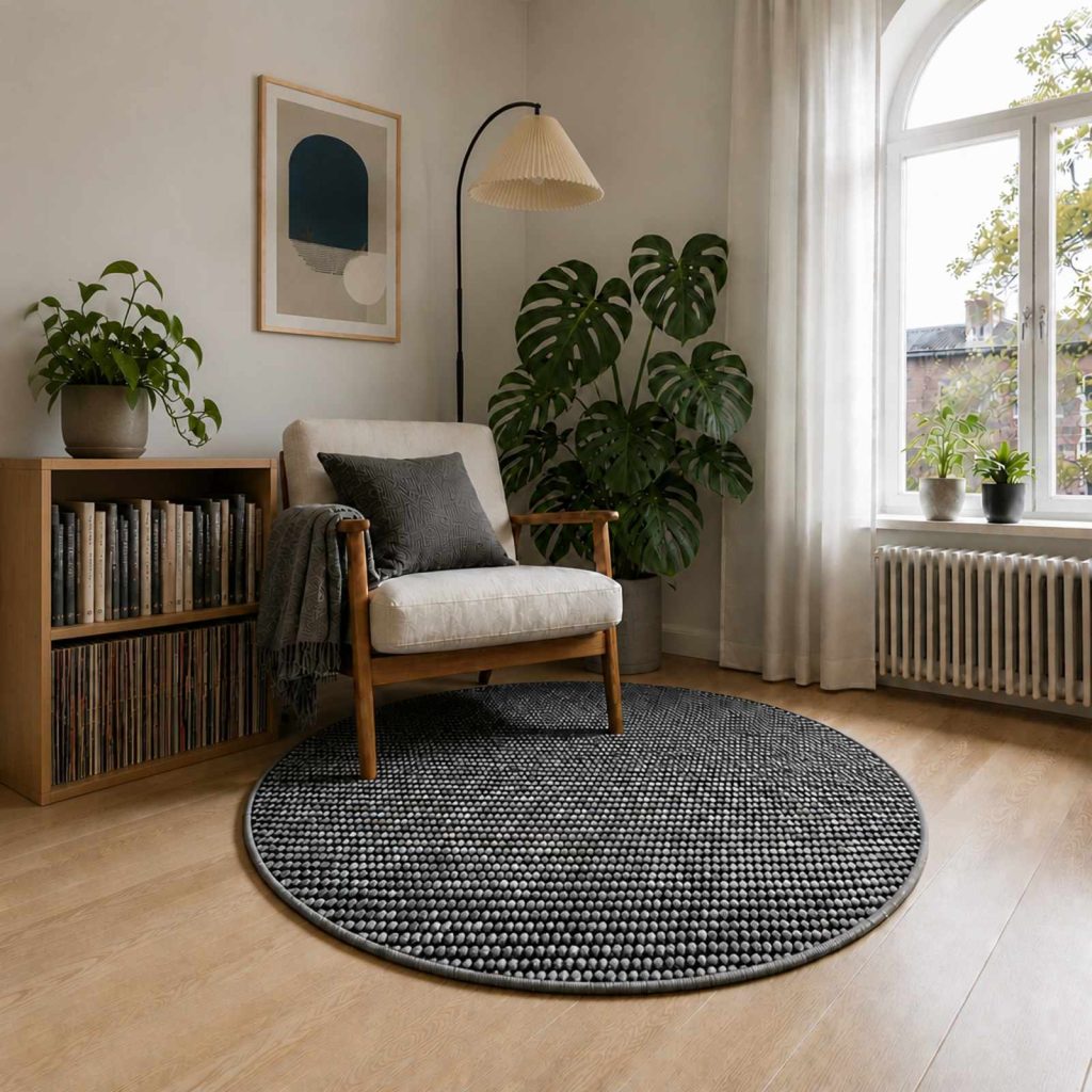 Matto Antrasiitti Ø 120 cm 100% polyesteri 3 mm Käytettävää