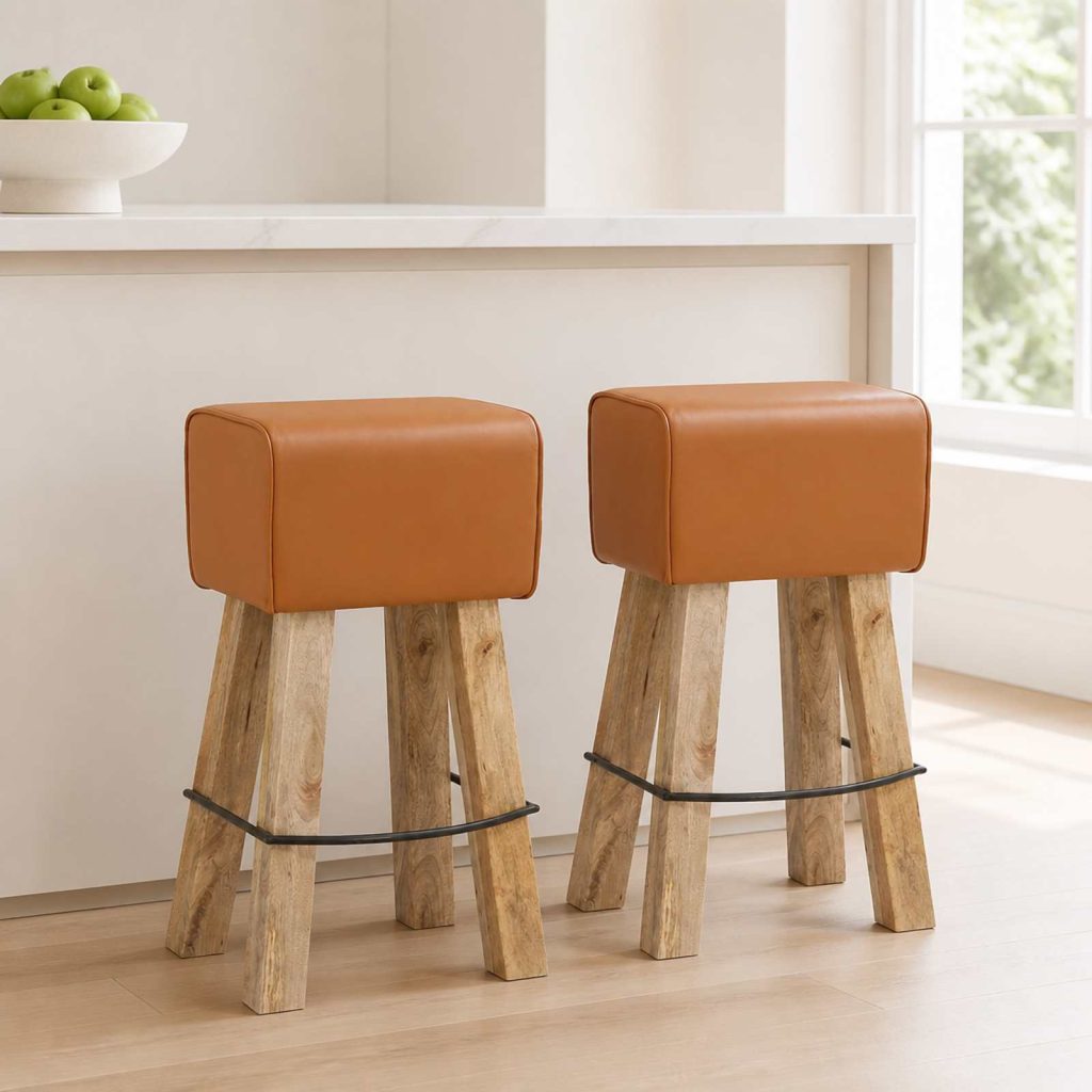 Baarijakkara 2 kpl Ruskea 44 x 33 x 74 cm Aitoa Nahkaa