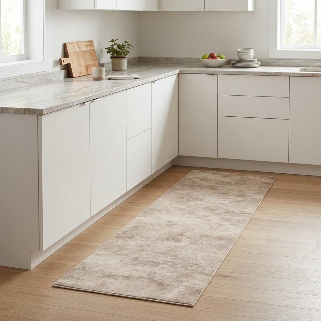 Keittiömatto Beige betoni 180 x 60 cm 100% polyamidi