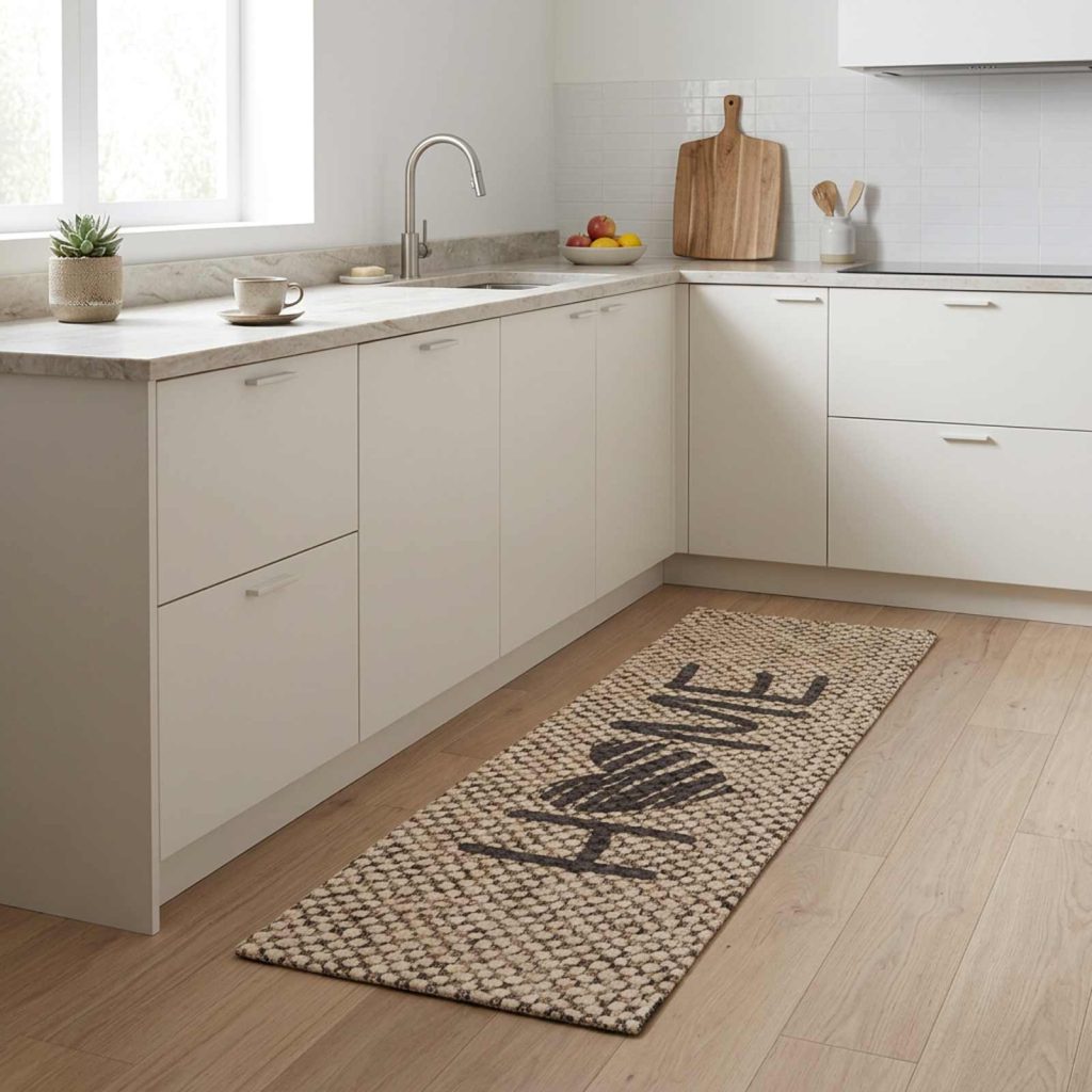 Keittiömatto Beige koti 180 x 60 cm 100% polyamidi Käytettävää