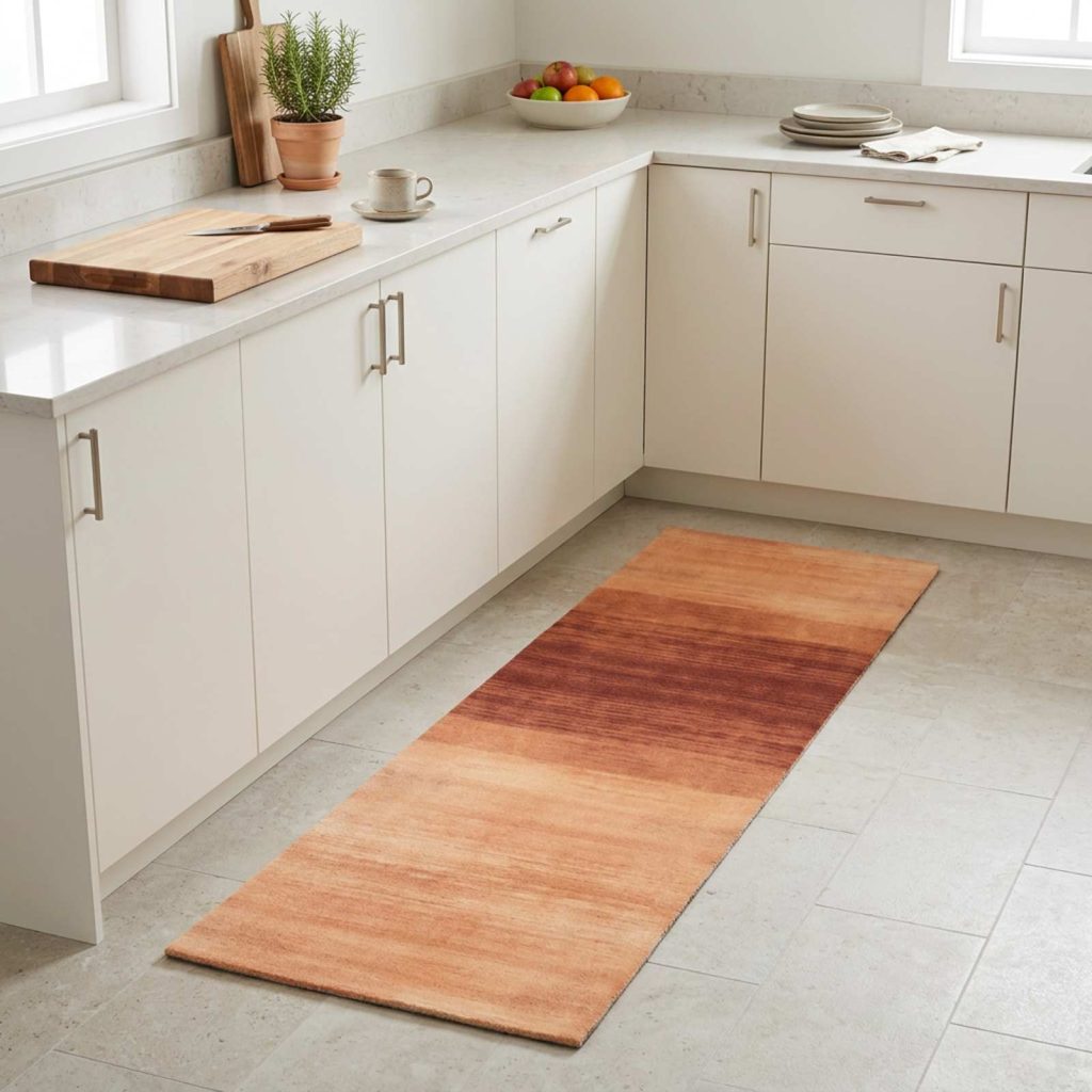Keittiömatto oranssi sävy 300 x 60 cm 100% polyamidi