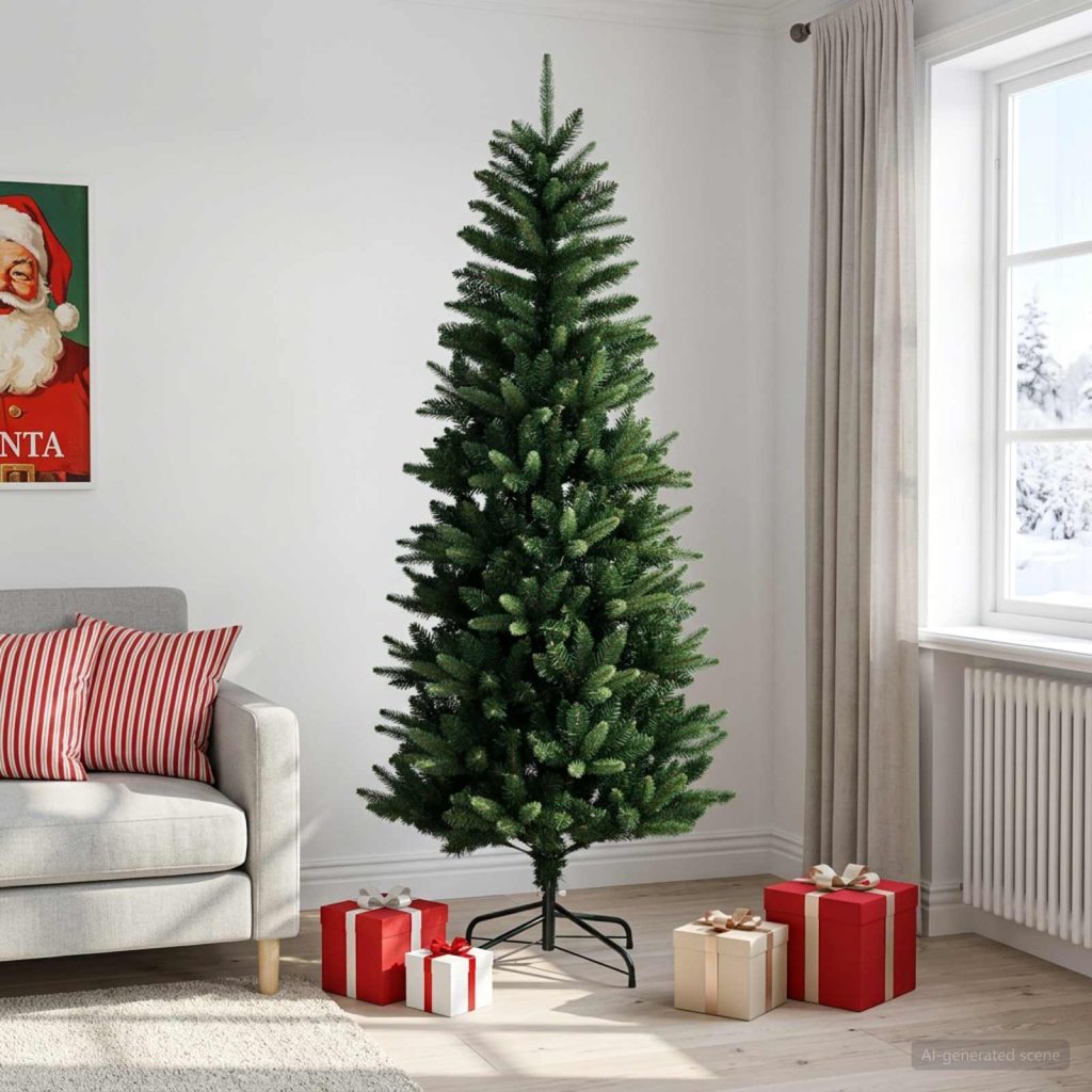 Artificial Hinged Christmas Tree 210 cm PE ja PVC Vihreä